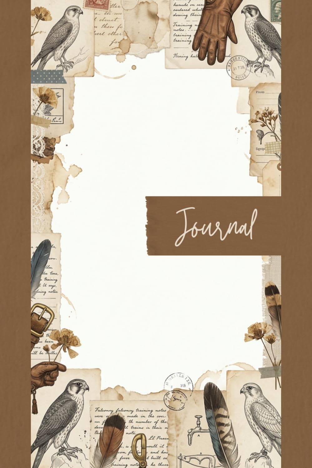 ler totalmente Vintage Falconry Junk Journal Pages - 6x9 Decorative Paper - 100 Botanical Writing Sheets with Birds of Prey, Peregrine Falcons, Feathers, Leather Gear, and Nature Academia Collage