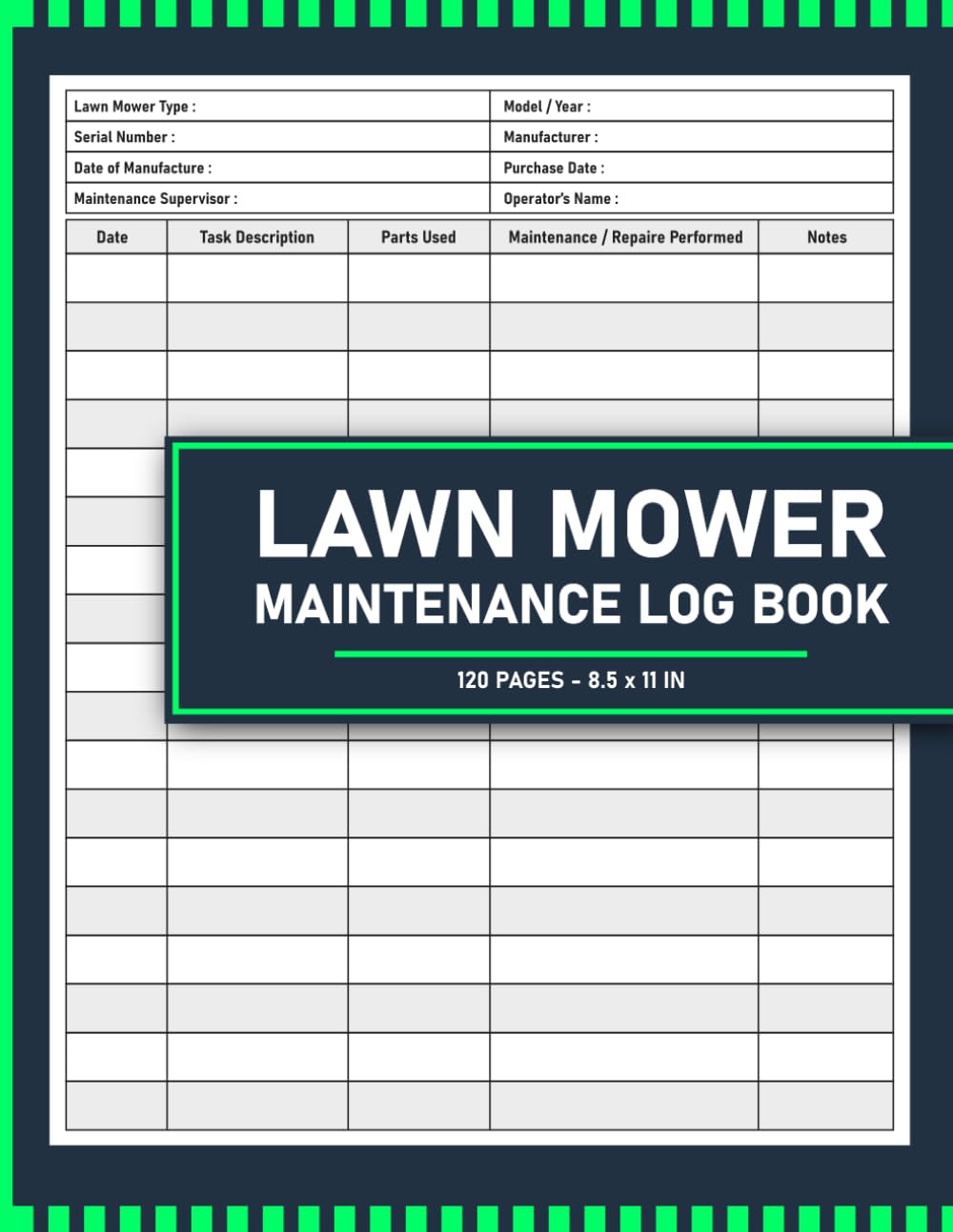 Lawn Mower Maintenance Log Book: Track Repairs, Parts Used and Service History | 120 Pages. baixar o livro de graça