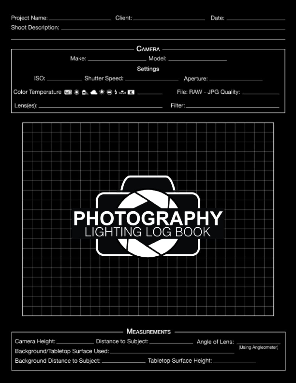 Photography Lighting Log Book: Professional Studio Setup Journal Black Cover baixar o livro de graça