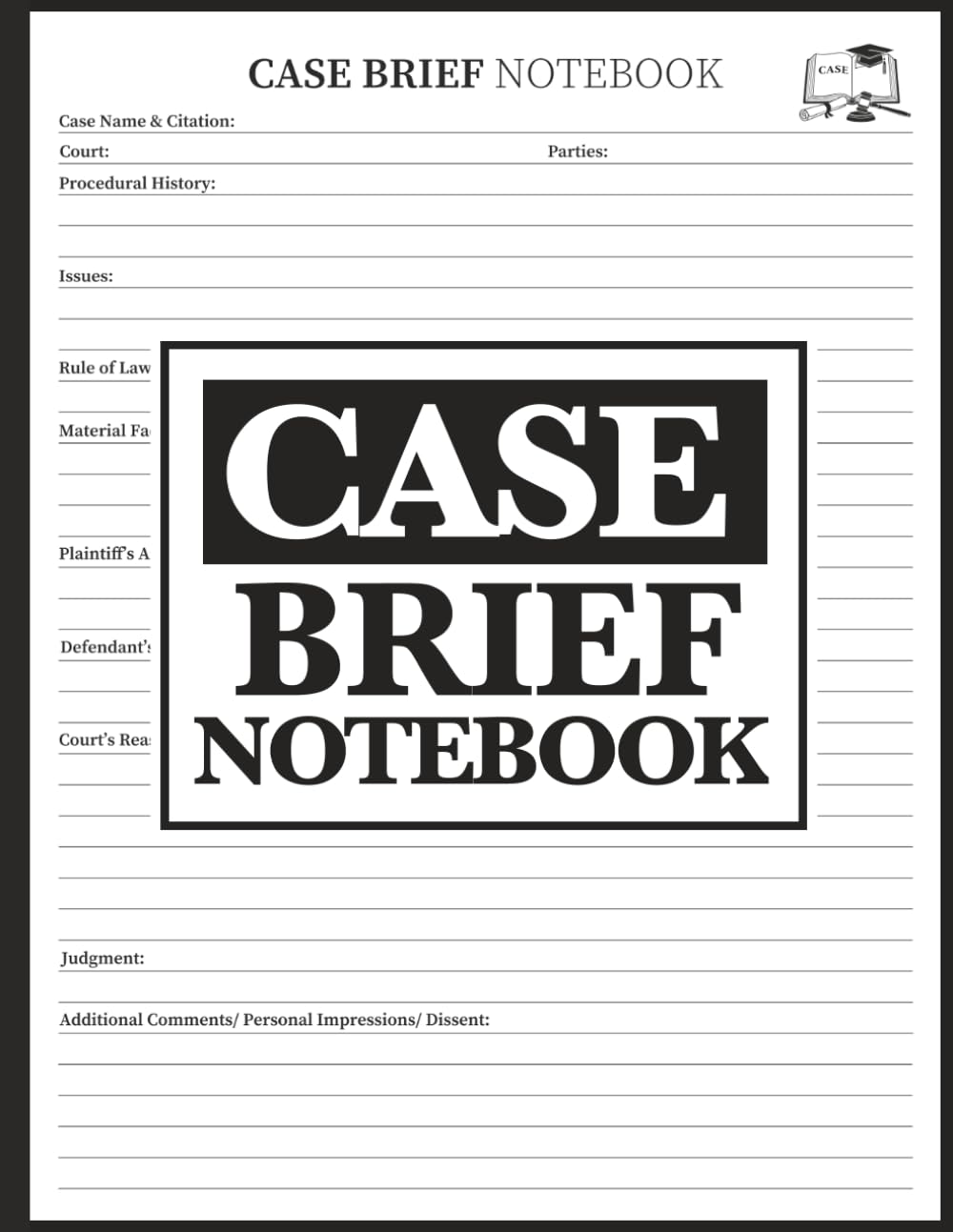 Law School Case Brief Notebook: Note-taking Guide For Analyse, Write Legal Cases, Law Students Essential Notes To Record, Organize Cases For Law Practice baixar livro de graça