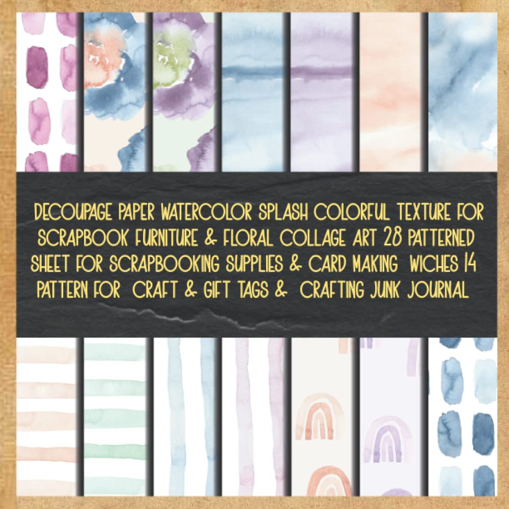 ler totalmente decoupage paper watercolor splash colorful texture for scrapbook furniture & floral collage art 28 patterned sheet for scrapbooking supplies & card... craft & gift tags & crafting junk journal