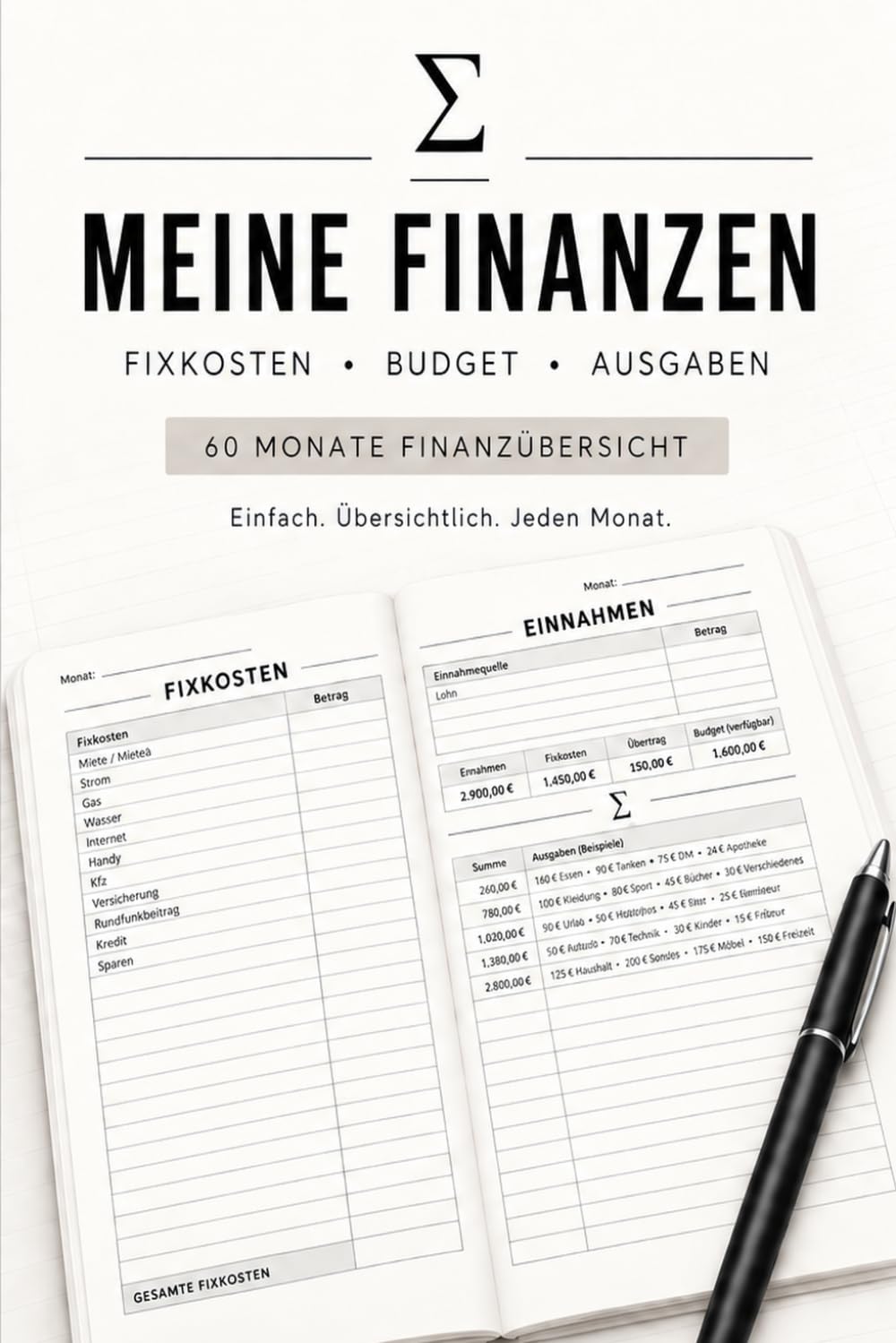 capítulo por capítulo baixar Meine Finanzen – Mein persönlicher Finanzplaner für 60 Monate - Fixkosten, Budget & Ausgaben: Fixkosten, Budget und Ausgaben einfach im Blick (German Edition)