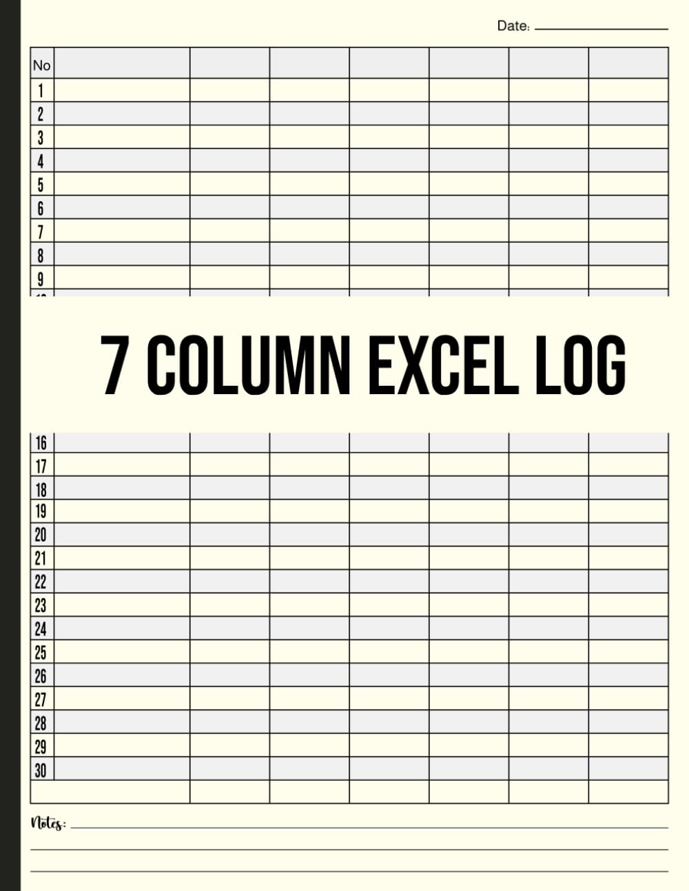 capítulo por capítulo baixar 7 Column Excel Log Book: Excel Blank Spreadsheet Notebook for Lists, Information Tracking & Small Business Accounting, Mileage and expense logbook