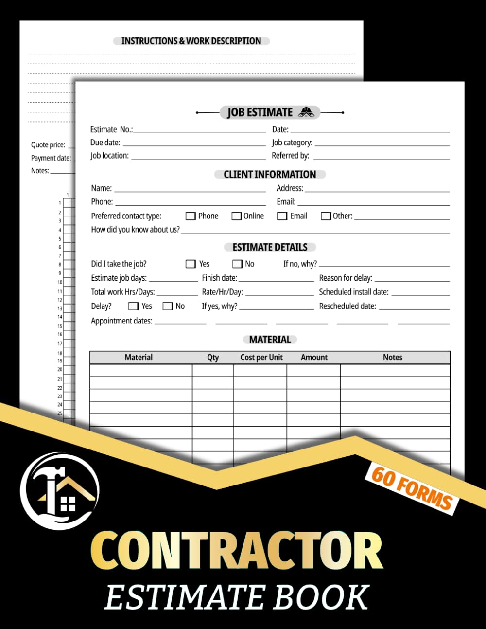 Contractor Estimate Book: Job Quote Record Log for Repairs & Handyman Services | With Client Contact Information & Sketch Grid To Draw Plans And Layouts | 60 Forms baixar o livro de graça