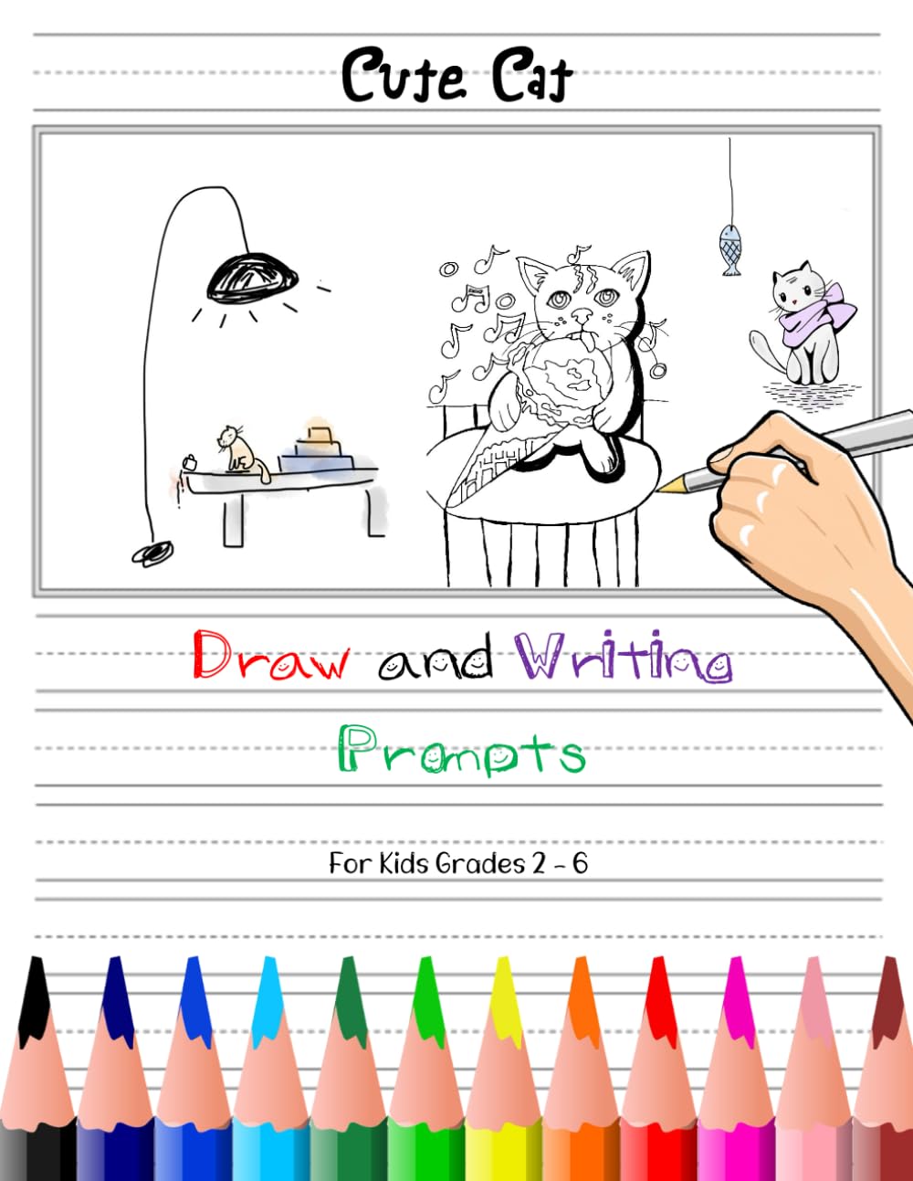 ler totalmente Cute Cat Draw and Writing Prompts for Kids Grades 2-6: Primary Story Journal for Boys and Girls, With Dotted Midline and Picture Space