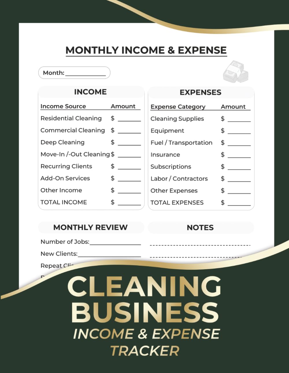 ler totalmente Cleaning Business income and expense tracker