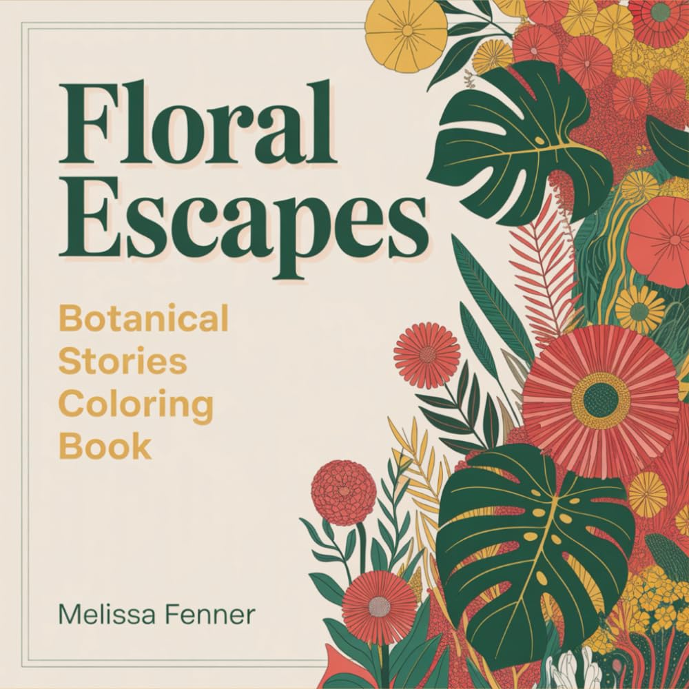 capítulo por capítulo baixar Floral Escapes: Botanical Stories Coloring Book - 50 Diverse Garden Designs Hand-Drawn Flowers, Leaves & Nature Patterns for Stress Relief