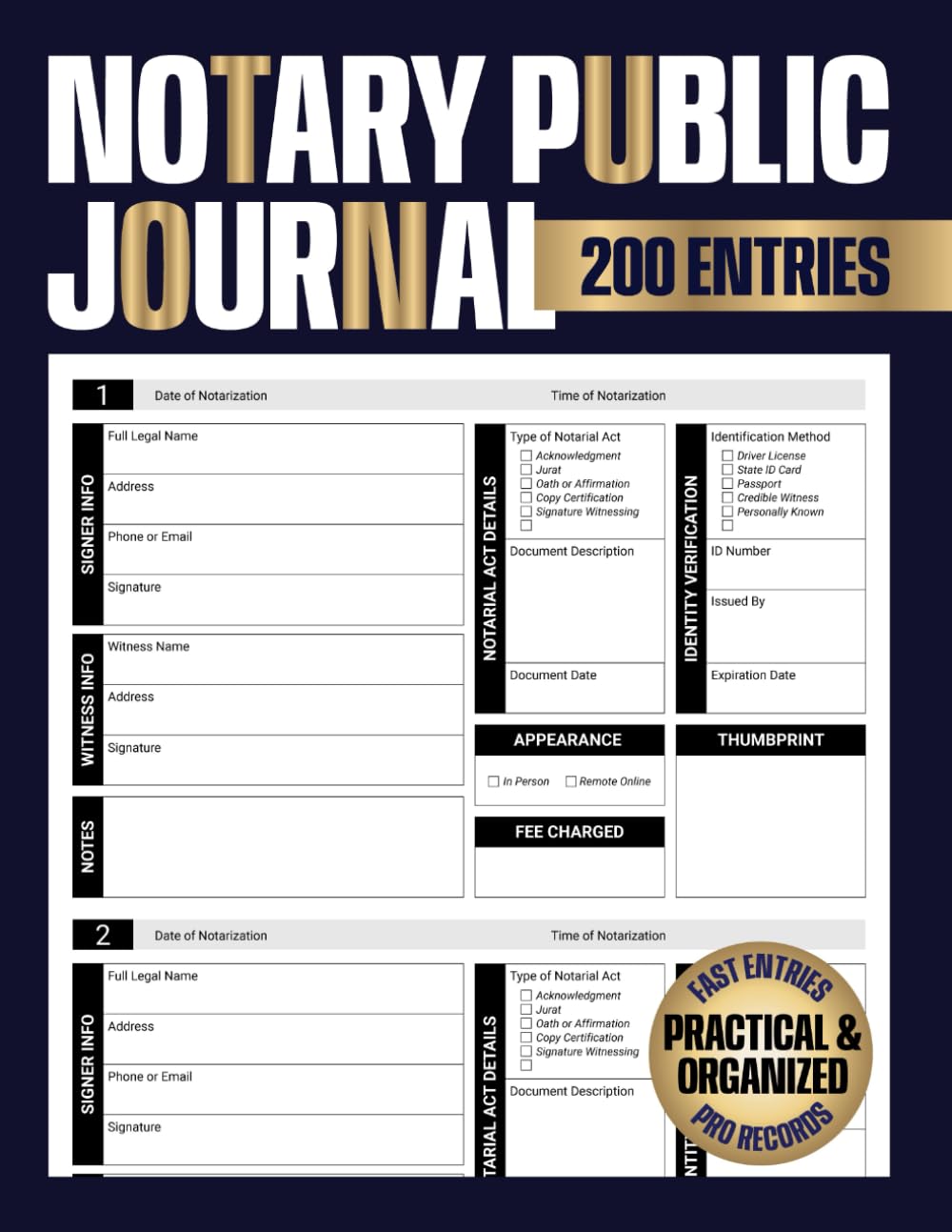 Notary Public Journal: Professional Record Book for Documenting Notarial Acts Signer Details Identification Fees and Signatures baixar o livro de graça
