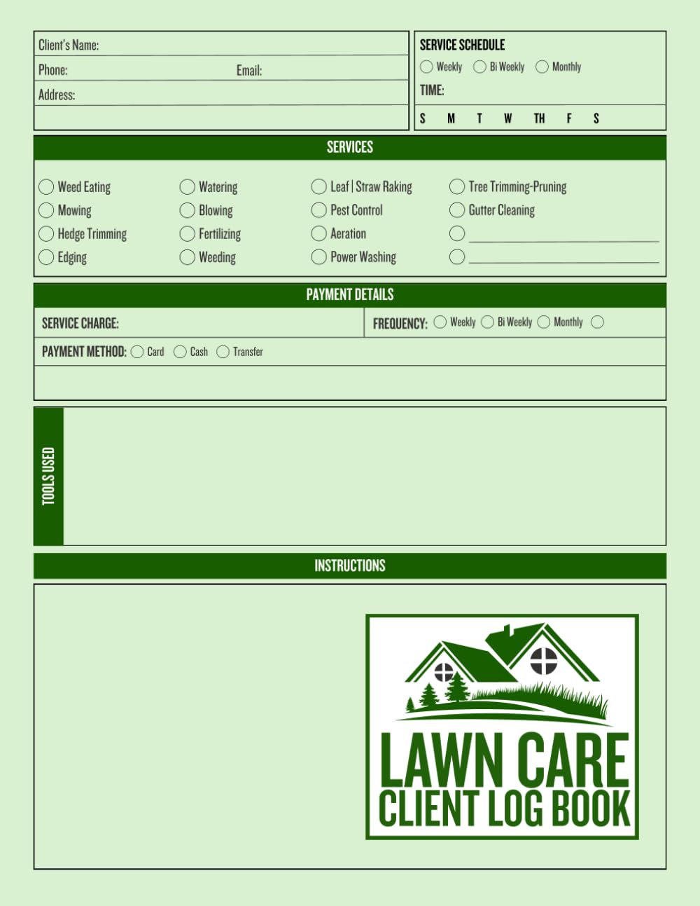 Lawn Care Client Log Book: Detailed Lawn Maintenance Service Record Keeper | 120 Clients | Track Jobs, Payments, and Customer Details | Landscapers and Mowing Professionals baixar livro de graça