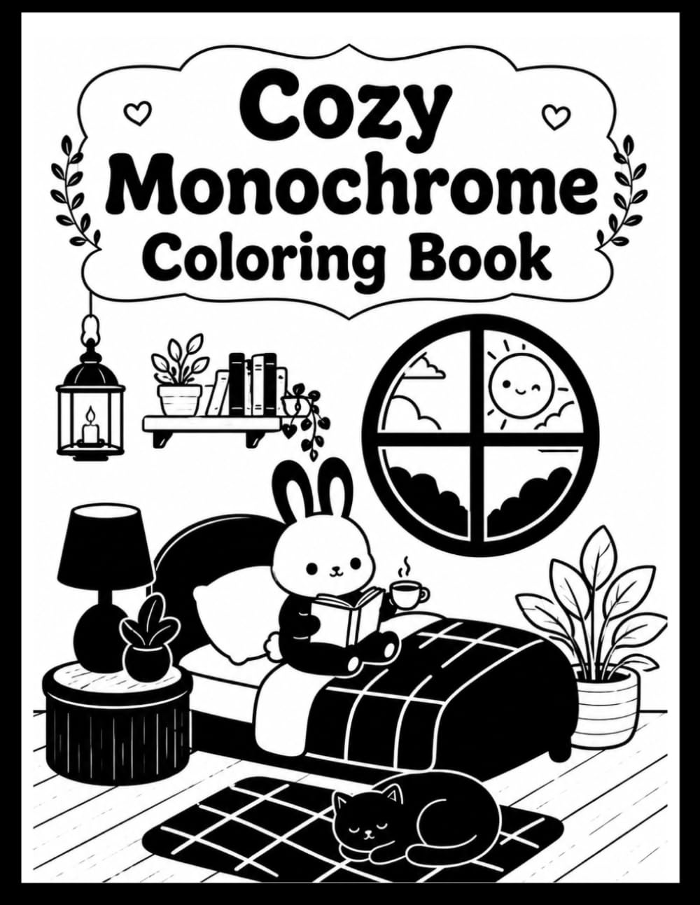 ler totalmente Cozy monochrome coloring book: 50 Cute and Relaxing Monochrome Illustrations for Stress Relief.