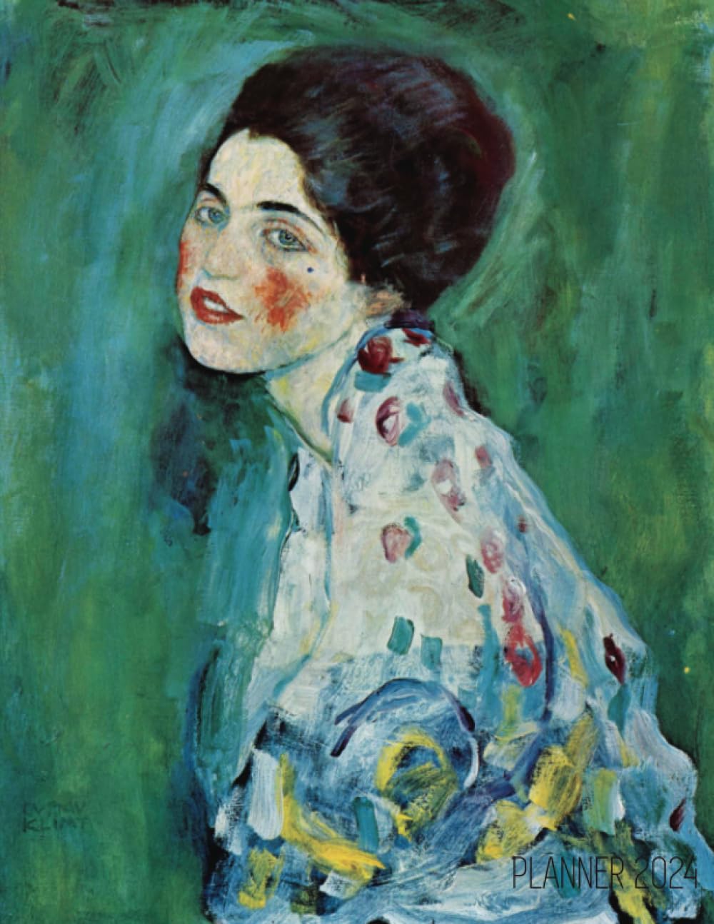 ler totalmente Gustav Klimt Daily Planner 2024: Portrait of a Lady Painting | Beautiful Green Jugendstil Art Nouveau Calendar