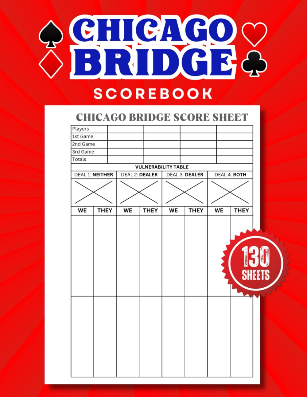 ler totalmente Chicago Bridge Scorebook: 130 Chicago Bridge Score Sheets Notebook, Size 8.5 x 11 Inches