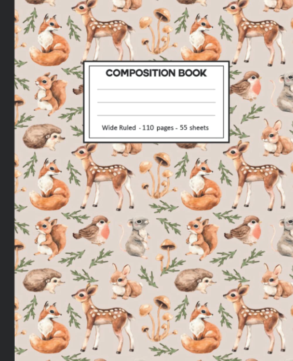 Composition Notebook: College Ruled: 110+ Lined Pages Writing Journal: Little Animals on White.