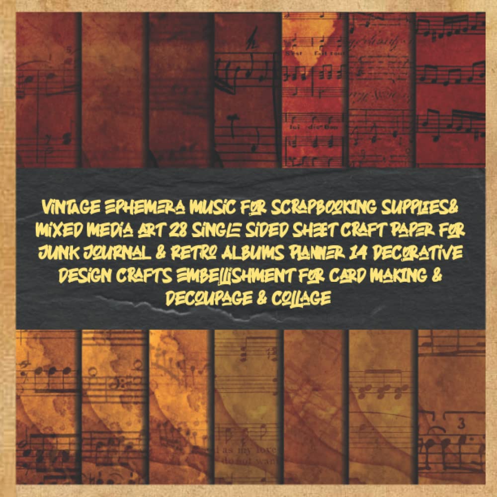 ler totalmente Vintage Ephemera music for scrapbooking supplies& mixed media art 28 single sided sheet Craft Paper for Junk Journal & retro Albums Planner 14... decoupage & collage: designer collection pack