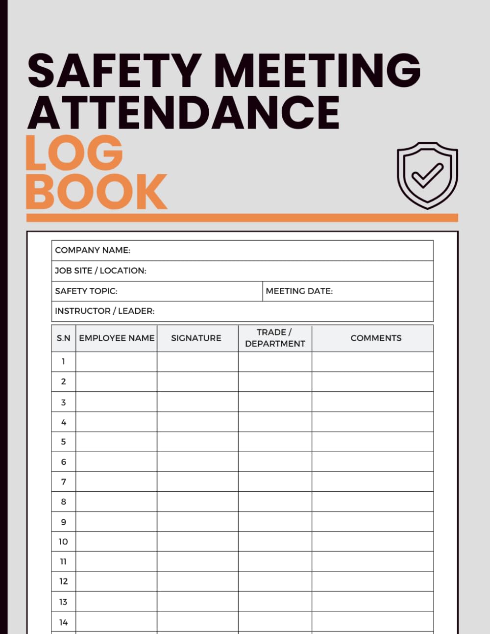 ler totalmente Safety Meeting Attendance Log Book: Record Safety Meetings, Employee Sign-Ins and Training Attendance for Supervisors, Contractors and Worksite Teams