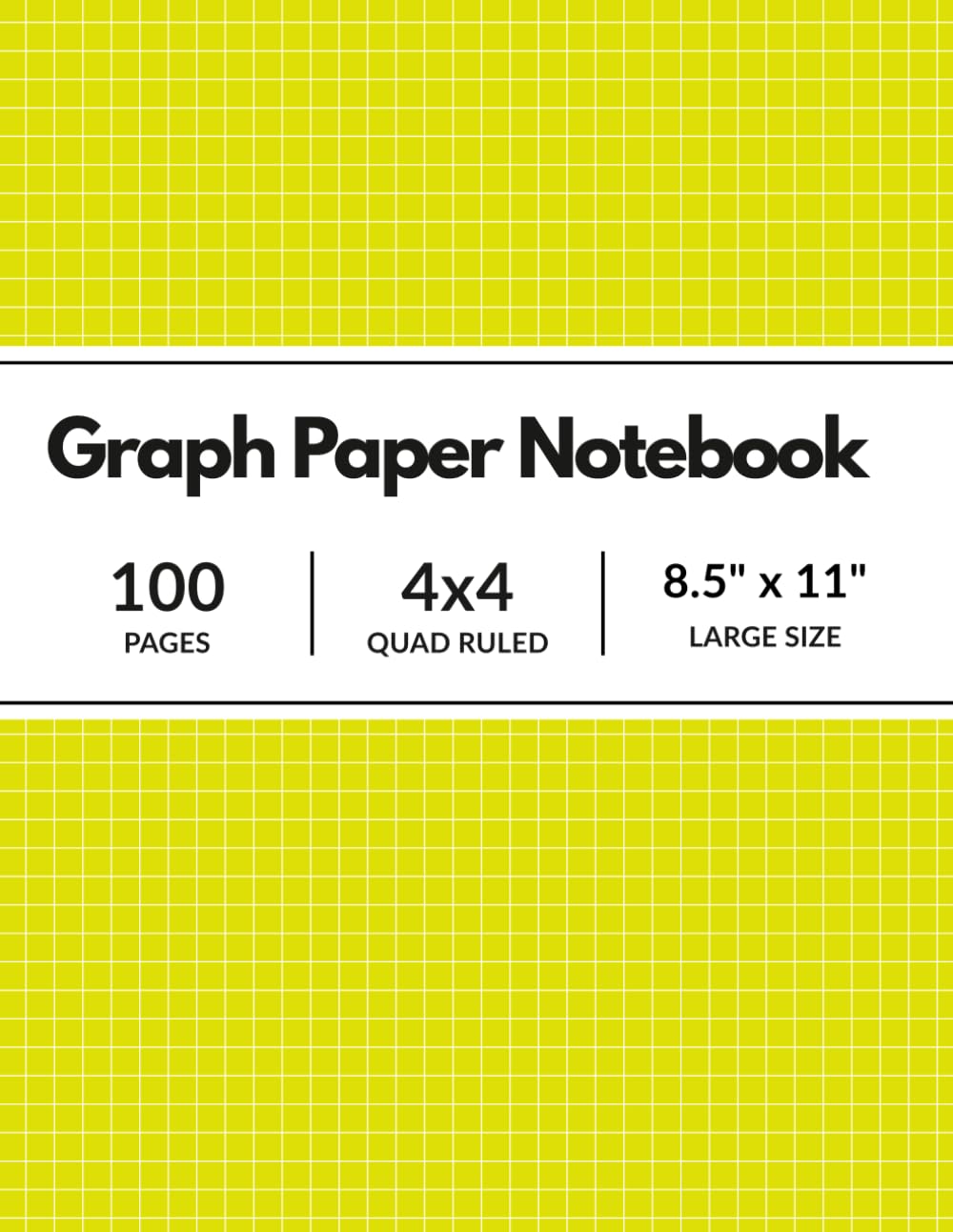 ler totalmente Graph Paper Notebook: Yellow Cover Grid Compostion Book for Math, Science, Engineering Students / 4x4 Quad Ruled, 100 Pages, 8.5 x 11 (Large Sheets)