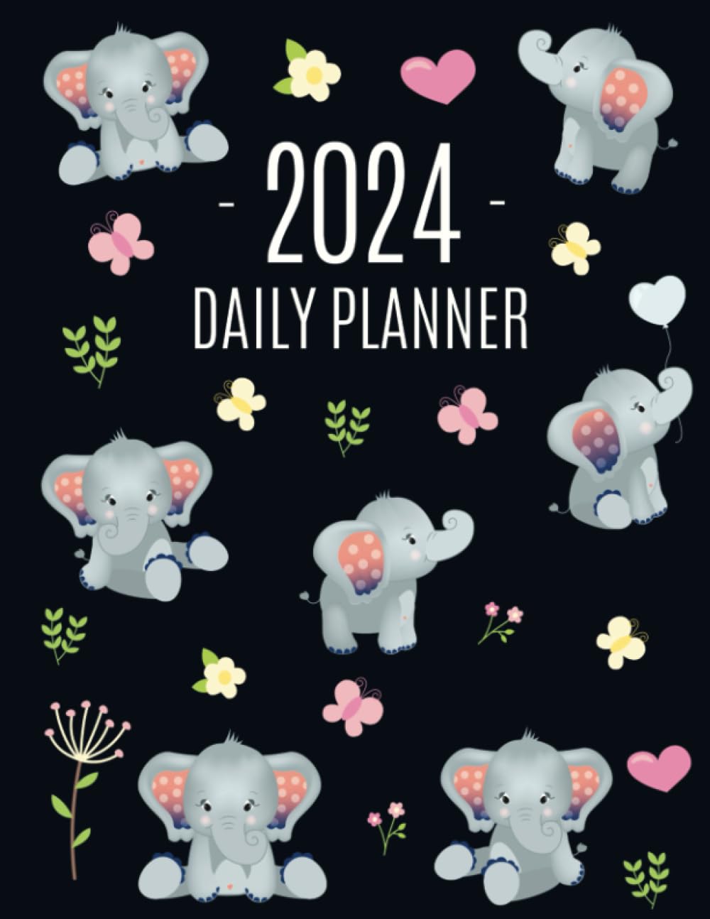 Baby Elephant Planner 2024: Cute Daily Organizer for 2024 (12 Months) | Funny Jungle Animal Scheduler with Yellow Butterflies, Flowers & Pink Hearts baixar o livro de graça