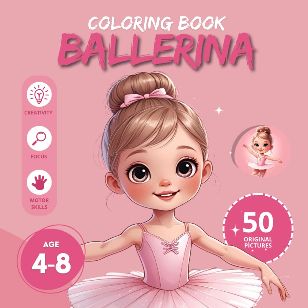 capítulo por capítulo baixar Ballerina Coloring Book for kids age 4-8 | Big and easy illustrations for kids age 4, 5, 6, 7, 8: 50 original, beautiful coloring pages, screen-free time [US]