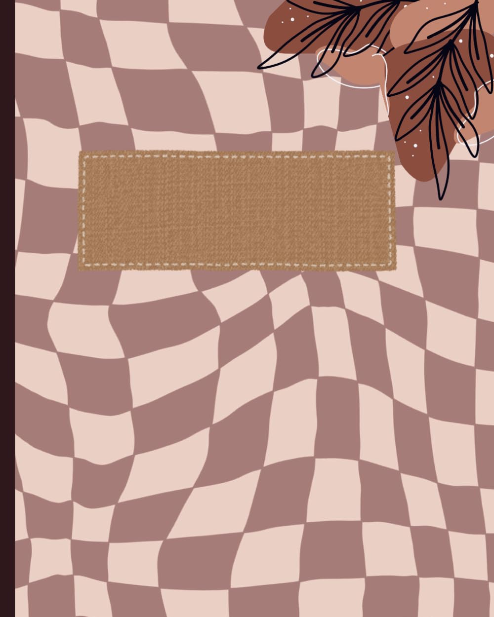 Autumn fhemed notebook design: Brown theme with leaves and assymetrical checks 200 pages plain page design with name tag on first page 8 by 10 inch baixar o livro de graça