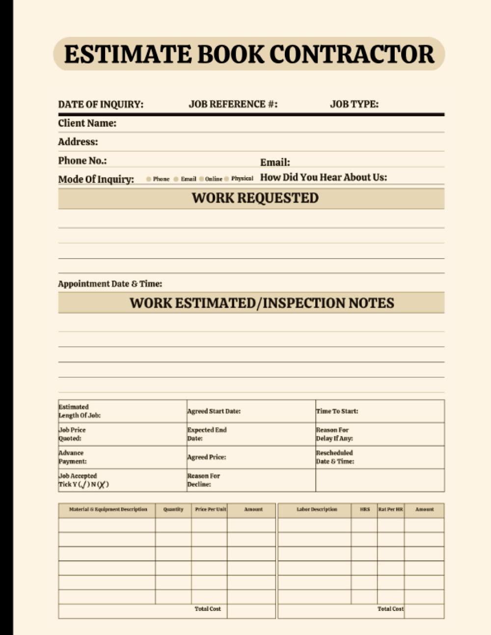 Estimate Book Contractor: Simple and Precise Construction Estimate Forms, Keep Track of Job Estimates, Appointments, and Finances, 8.5X11 Inches, 121 Pages baixar livro de graça