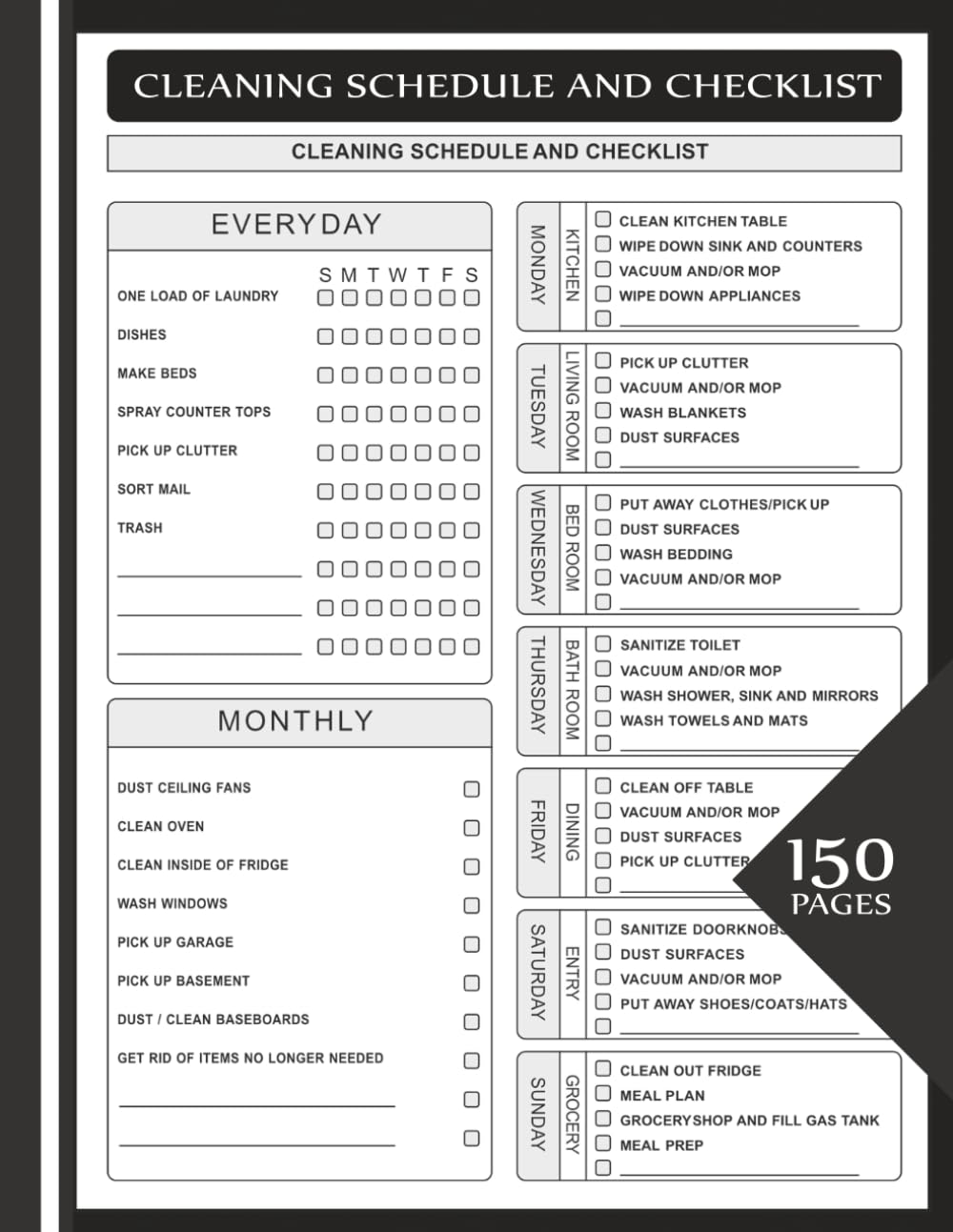 Cleaning Schedule and Checklist: Daily, Weekly, and Monthly Home Cleaning Planner for Organized Living baixar livro de graça