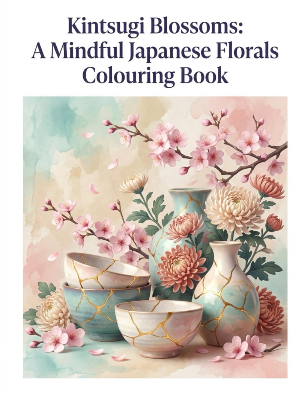 Kintsugi Blossoms: A Mindful Japanese Florals Colouring Book baixar o livro de graça