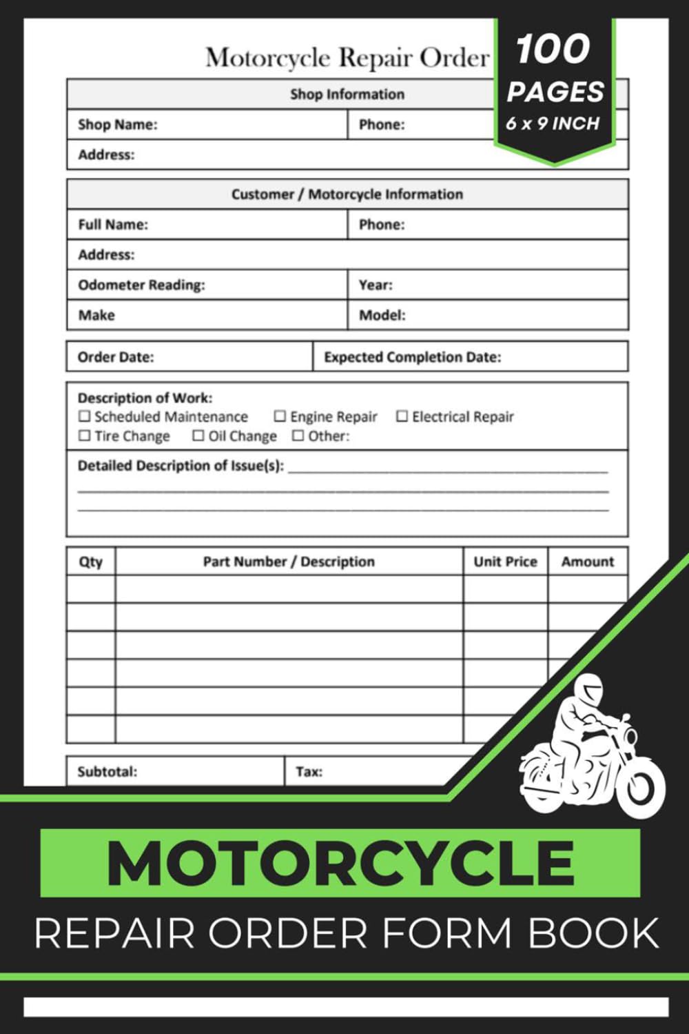 capítulo por capítulo baixar Motorcycle Repair Order Form Book: Motorcycle Repair Work Order Forms | Motorcycle Repair Shop Order Sheets | 50 Forms