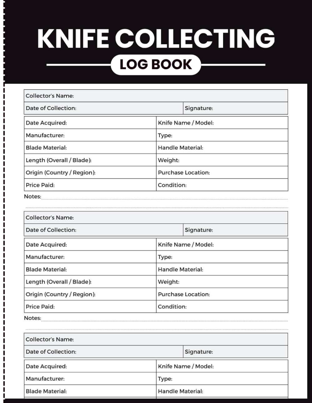 ler totalmente Knife Collecting Log Book: Track Knife Details, Blade Materials, Condition, Value, and Ownership Records for Collectors and Hobbyists
