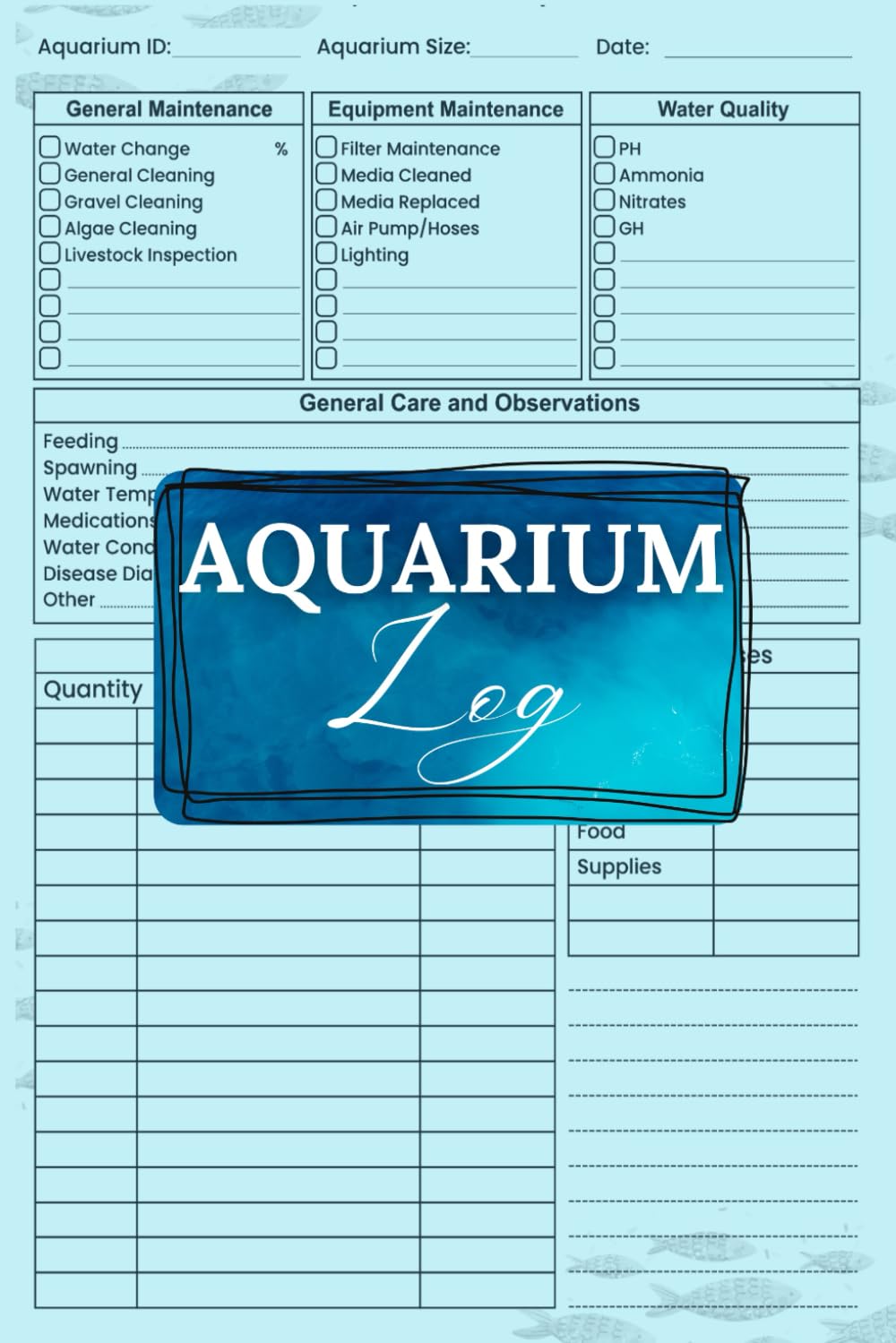 ler totalmente Aquarium Log: Track Water Parameters, Document Tank Maintenance, and Monitor Fish Behavior