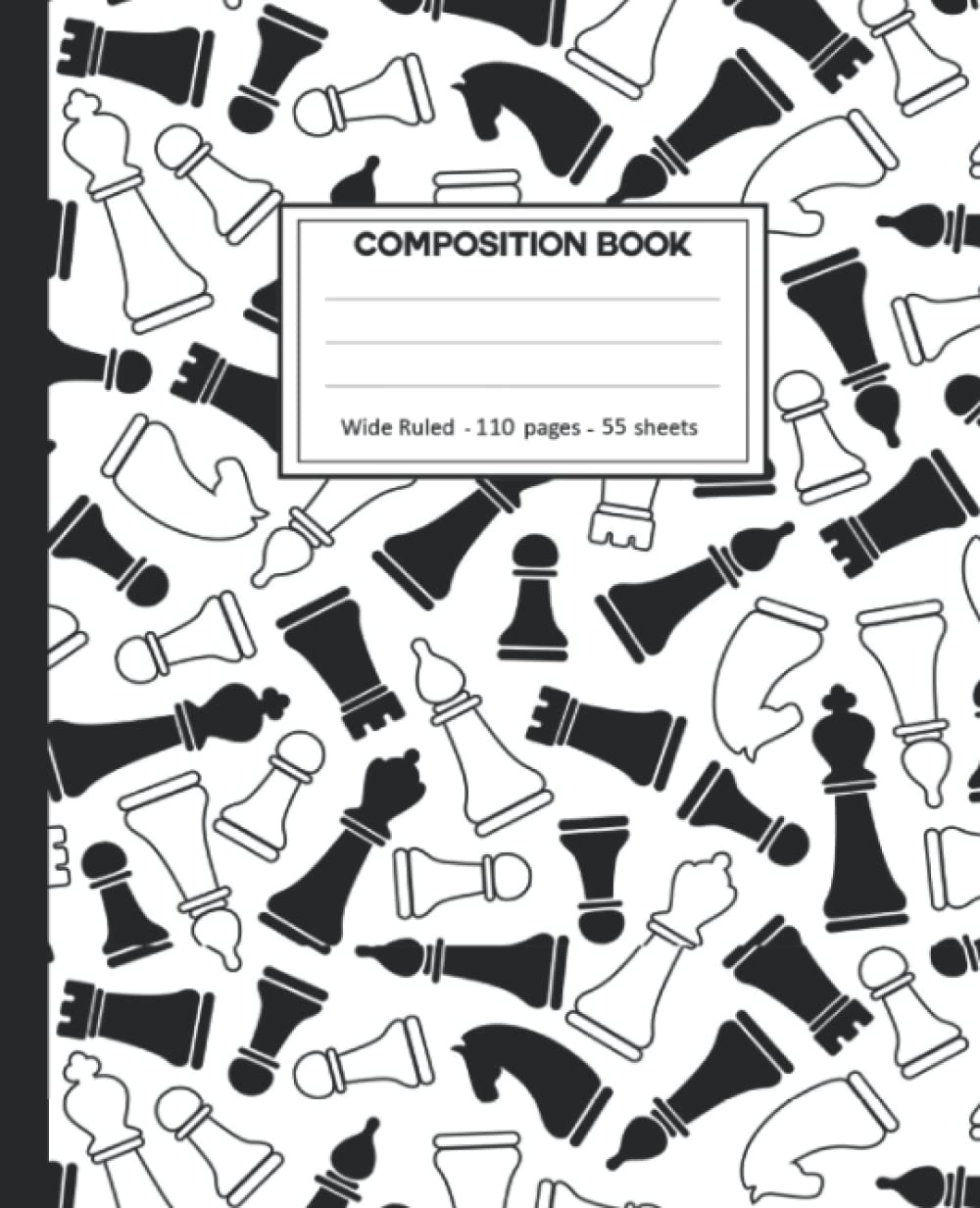 Composition Notebook: College Ruled: 110+ Lined Pages Writing Journal: Chess on White.
