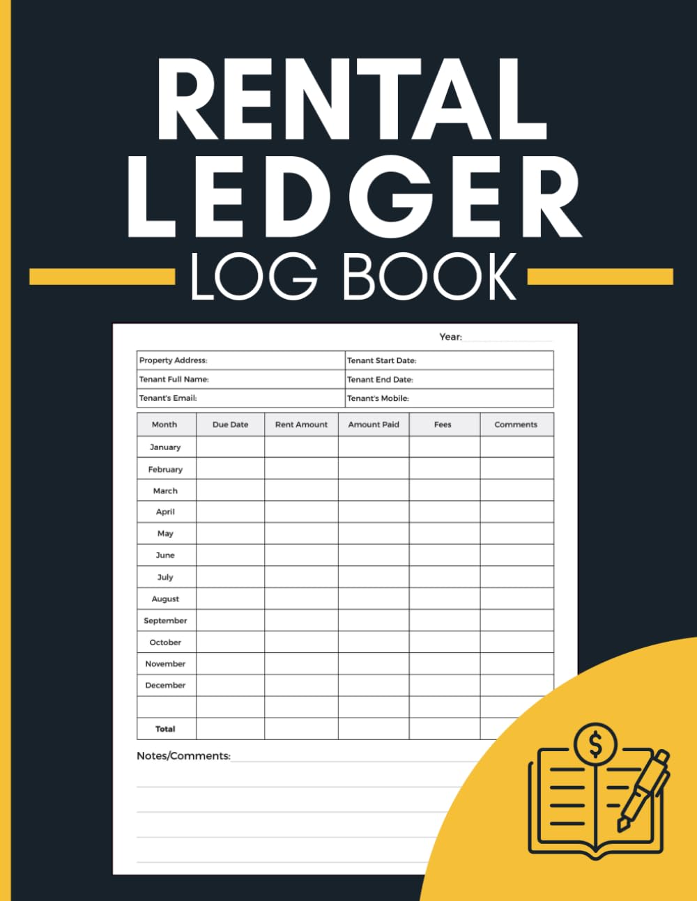 Rental Ledger Log Book: Track Rent Payments, Due Dates, Fees, Tenant Contacts and Annual Totals for Landlords and Property Managers baixar o livro de graça