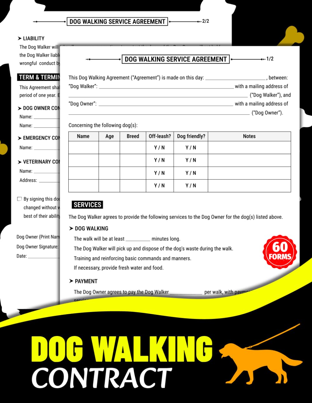 capítulo por capítulo baixar Dog Walking Contract: Pet Walker Business Agreement Forms Logbook Between Owner & Dog Walker | Record Client Consent, Service Terms & Liability Waivers | 60 Forms, 120 Two-Sided Pages