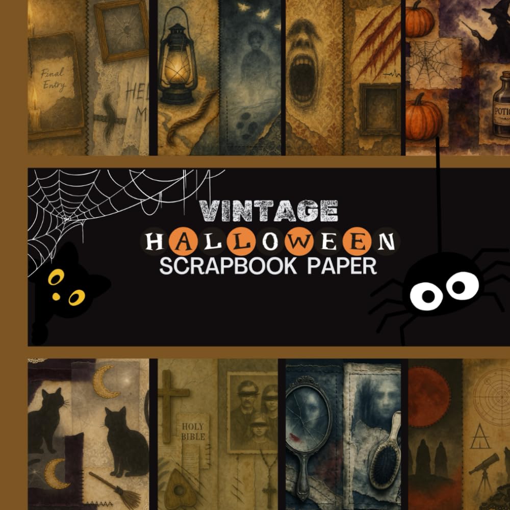 ler totalmente Vintage Halloween Scrapbook Paper: 20 Double Sided Sheets 8.5 x 8.5 for Scrapbooking, Junk Journals, Mixed Media Art, Origami, Crafting projects, and More