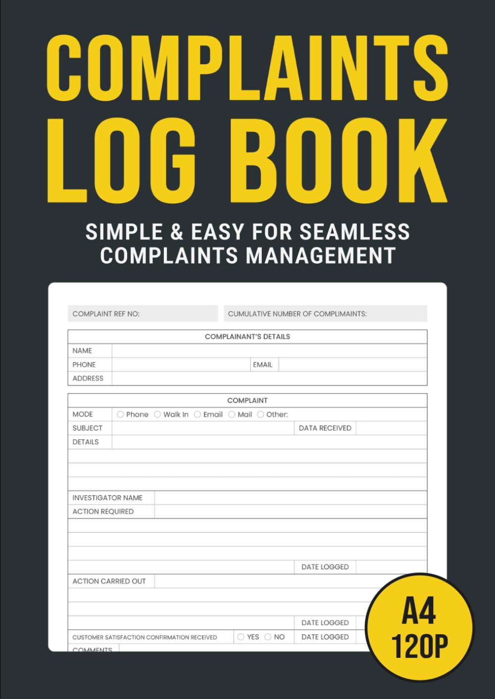 ler totalmente Complaints Log Book: Customer Complaint Record to Track Complaints & Follow-up, Perfect for Businesses, Commercial and Industrial Premises