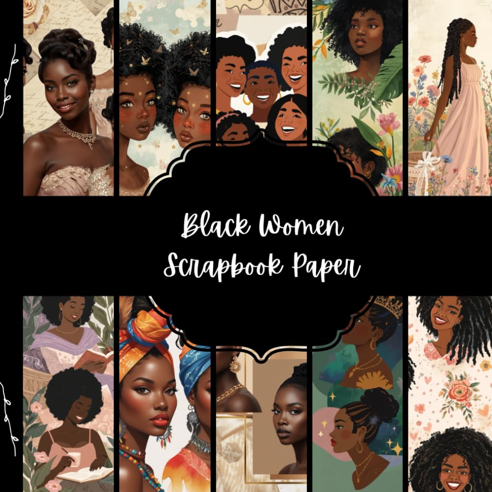 ler totalmente Black Women Scrapbook Paper, Feminine Junk Journal Paper, Womanly Decorative Paper, DIY Projects, Origami, Collage Sheets, Decoupage Paper, 10 Designs, Double Sided