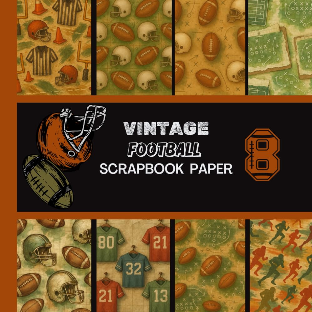 ler totalmente Scrapbook Vintage Football Scrapbook Paper: 20 Double Sided Sheets 8.5 x 8.5 for Scrapbooking, Mixed Media Art, Junk Journals, Crafting projects, Origami, and More