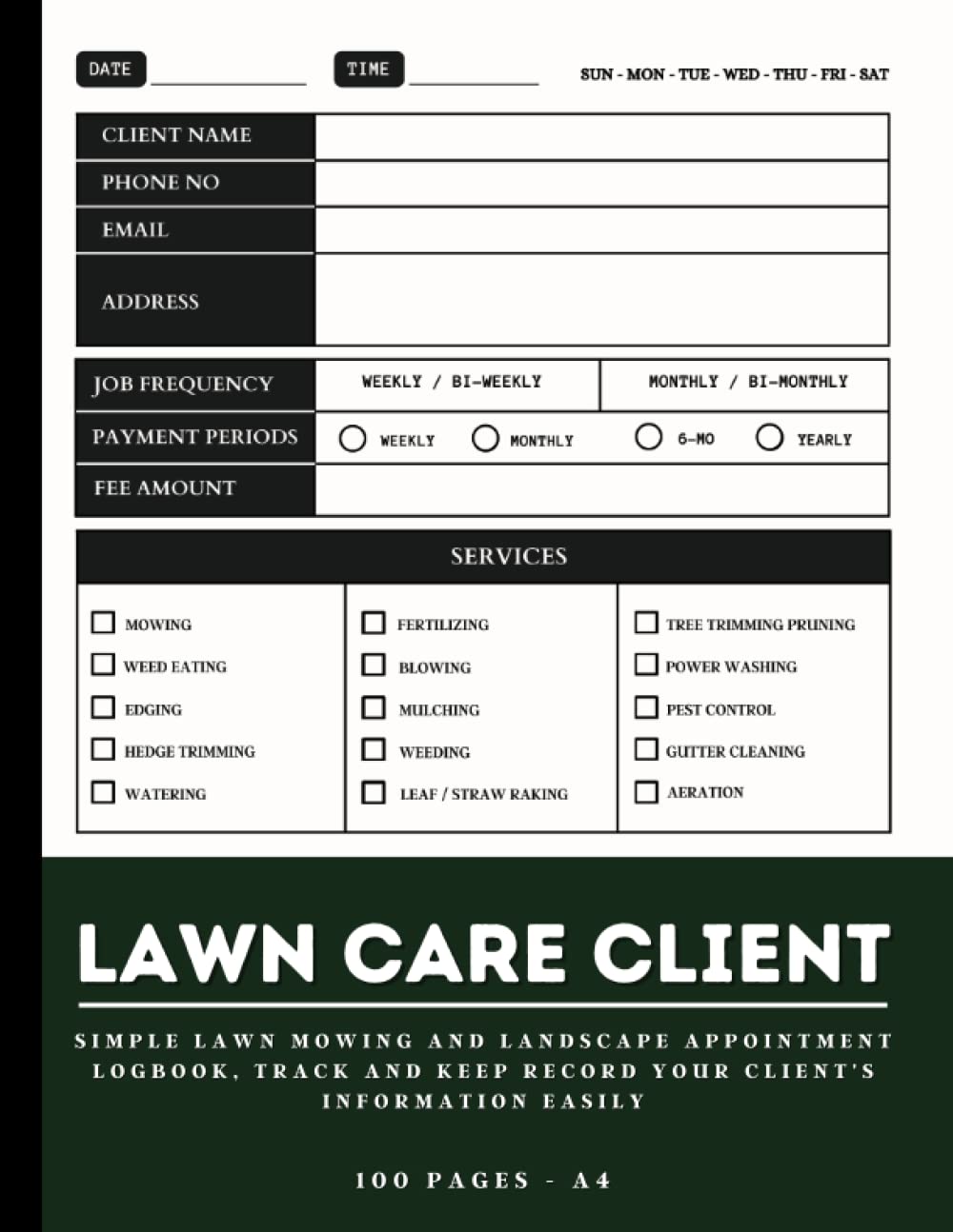 Lawn Care Client Log Book: Lawn Mowing And Landscape Appointment Logbook, Track And Record Your Client's Information Easily - 100 Pages | 8.5x11 Inches baixar livro de graça