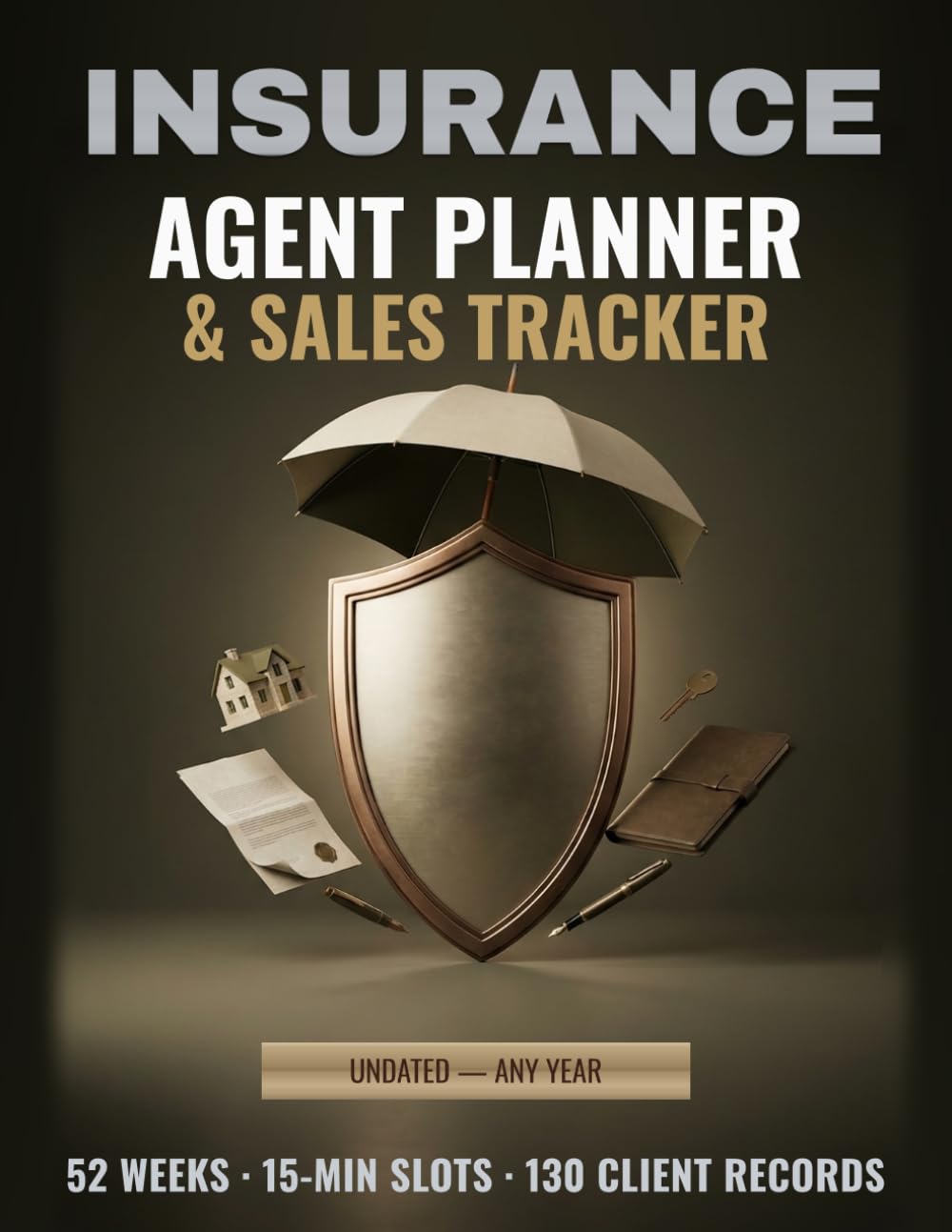 ler totalmente Insurance Agent Planner & Sales Tracker: Undated Appointment Book 15 Minute Intervals 8AM-8PM, Client Log Book A-Z for 130 Policies, Commission & Renewal Log, 52 Weeks, 8.5 x 11