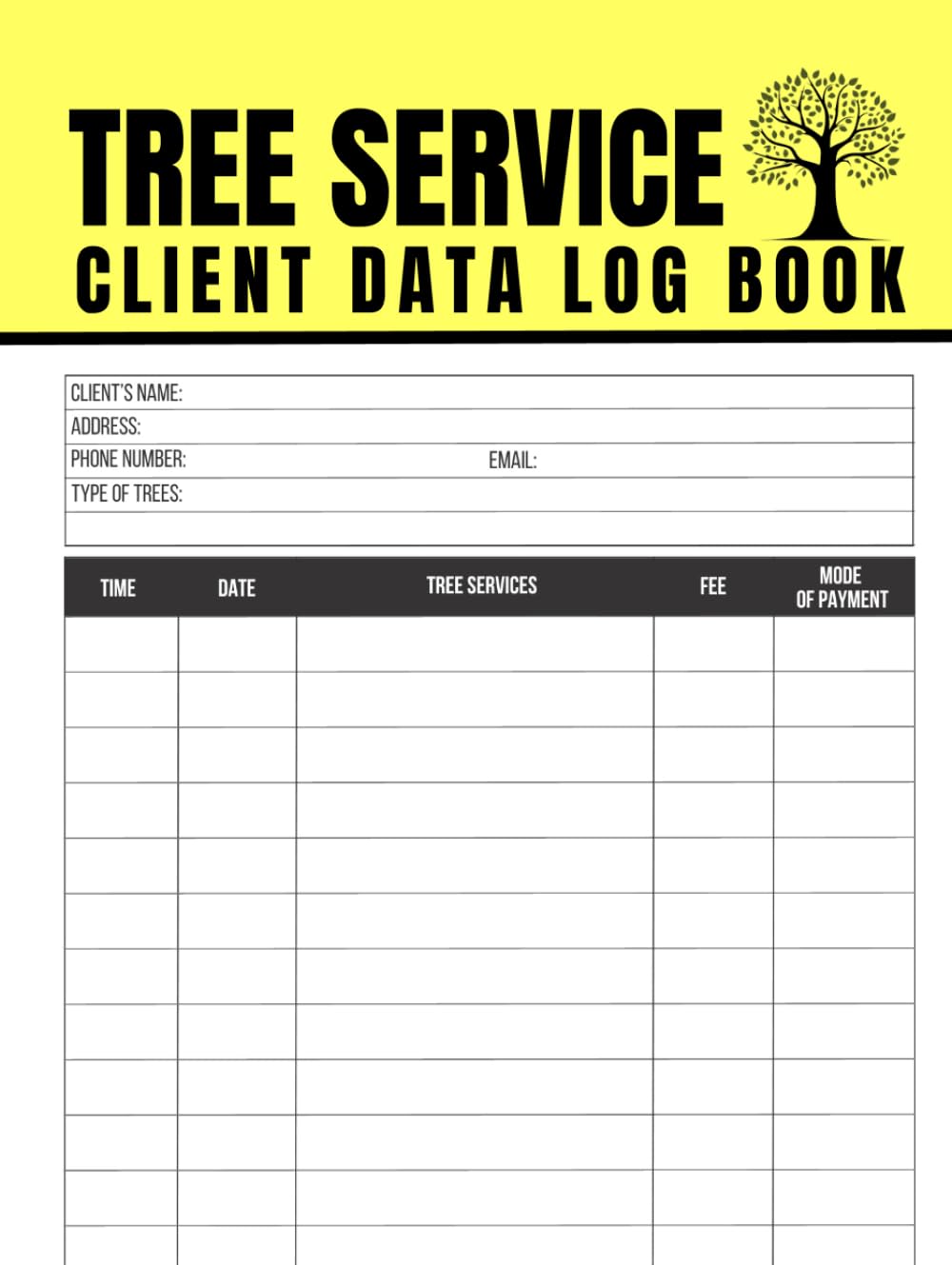 ler totalmente Tree Service Client Data Log Book: Cute Record book Gift for Any Arborist, Tree Surgeon or Arboriculturist to Keep Track of Services and Customers Info