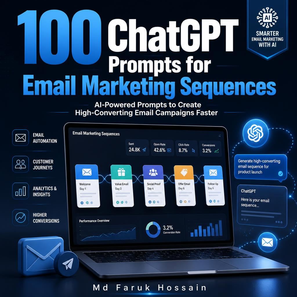 ler totalmente 100 ChatGPT Prompts for Email Marketing Sequences: AI-Powered Prompts to Create Welcome, Sales, Nurture, Abandoned Cart, SaaS, B2B, E-Commerce and Re-Engagement Email Campaigns (English Edition)