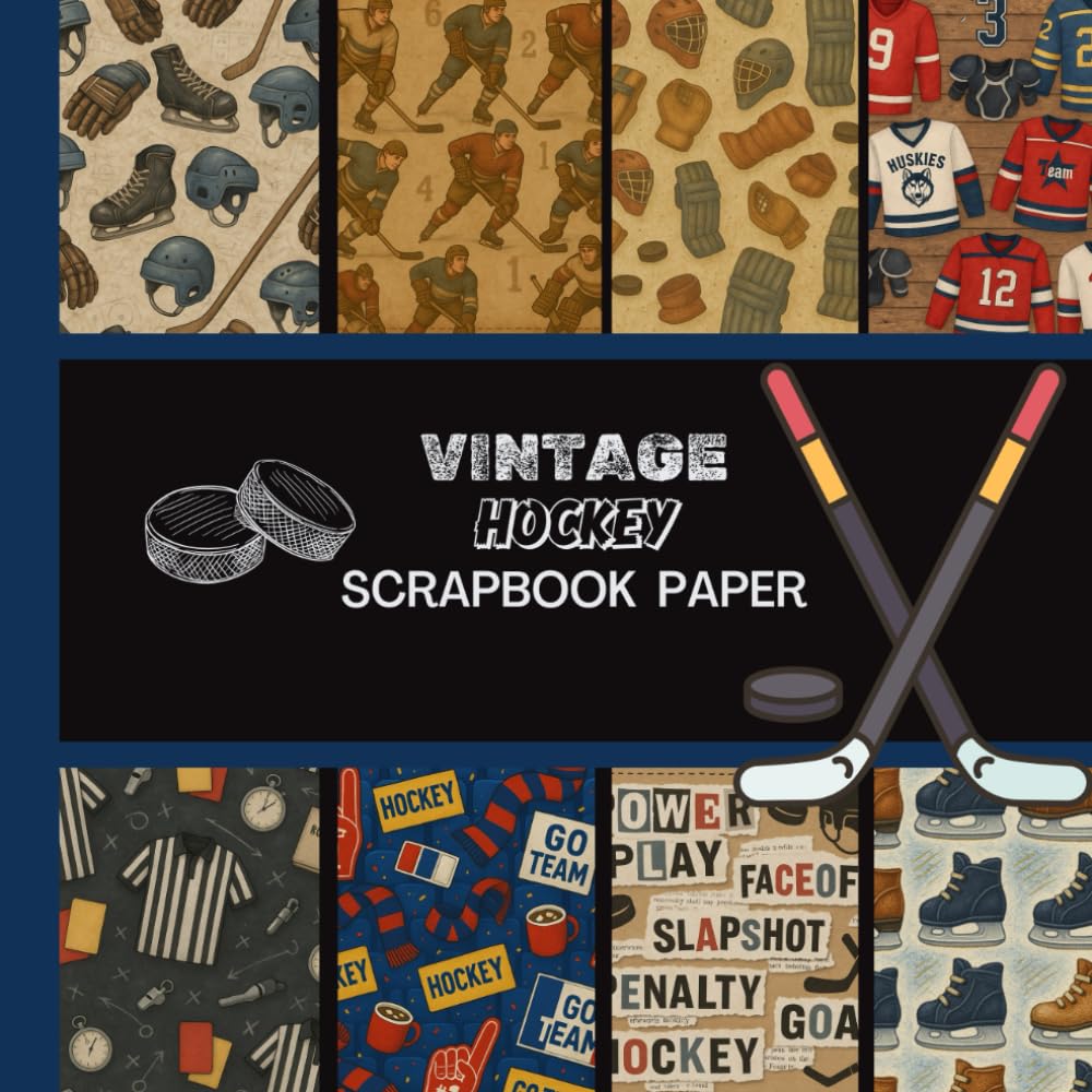 Vintage Hockey Scrapbook Paper: 20 Double Sided Sheets 8.5 x 8.5 for Scrapbooking, Junk Journals, Mixed Media Art, Origami, Crafting projects, and More baixar o livro de graça