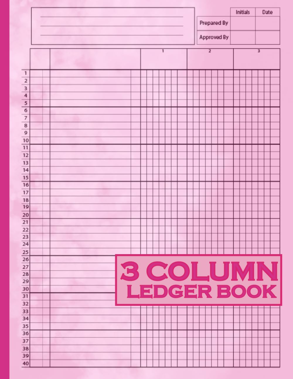 ler totalmente 3 Column Ledger Book: Simple Customizable Log Book for Bookkeeping, Accounting, Small Business and Personal Use - Blotted Pink Cover
