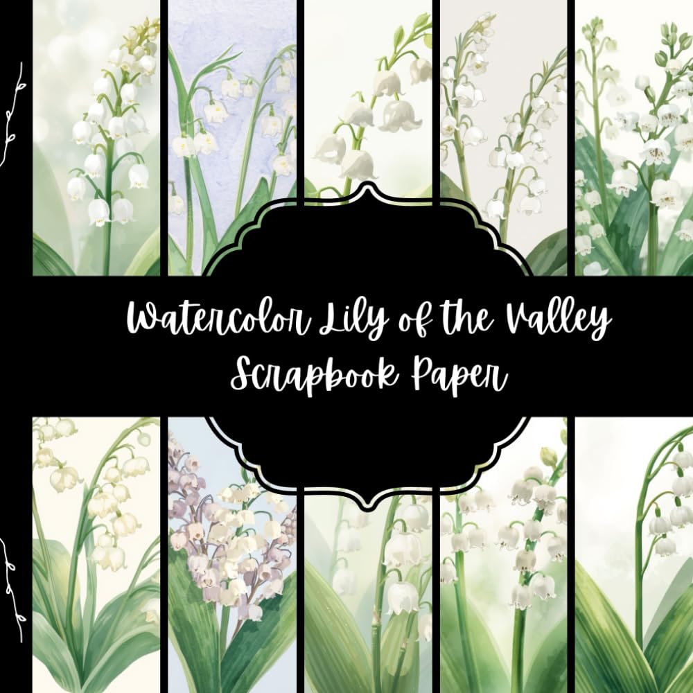 ler totalmente Watercolor Lily of the Valley Scrapbook Paper, White Flowers Junk Journal Paper, Floral Spring Decorative Paper, DIY Projects, Origami, Collage Sheets, Decoupage Paper, 10 Designs, Double Sided