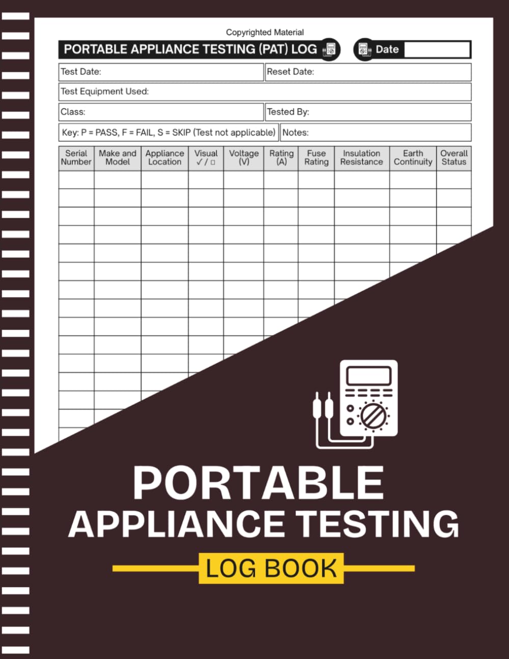 ler totalmente Portable Appliance Testing Log Book: Electrical Safety Compliance Log | Track Inspections, Test Dates, Pass and Fail Results, Perfect For... | Large Print 8.5" x 11" Inches, 110 pages