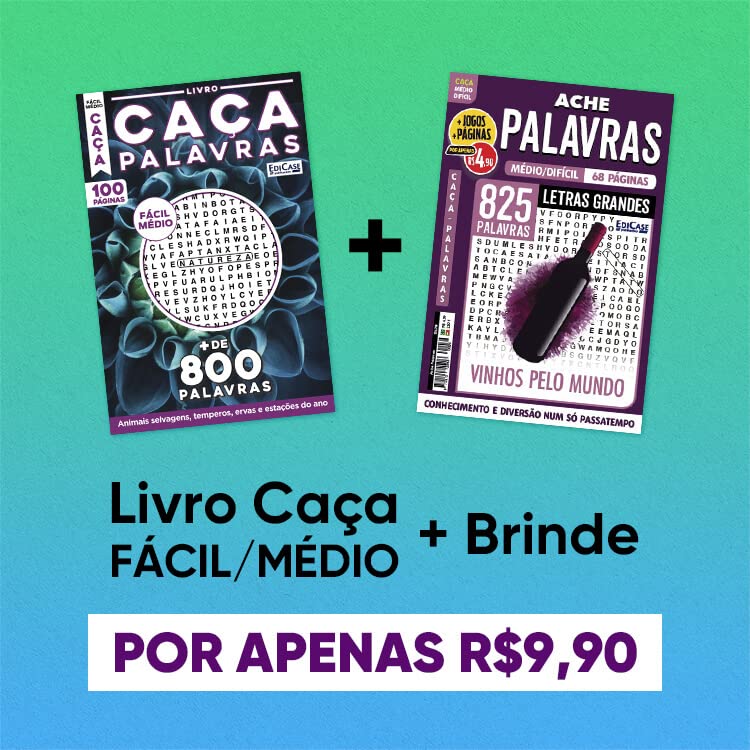 Livro Caça-Palavras Fácil/ Médio + Brinde