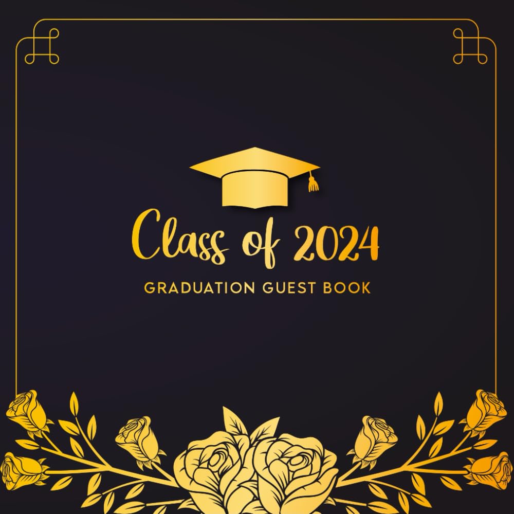 Graduation Guest Book: Class of 2024: Graduation Party Guest Sign In Book with Prompts Including Blank Pages for Photos | Blue and Gold Cover. baixar o livro de graça