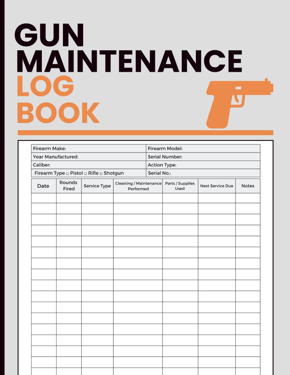 Gun Maintenance Log Book: Record Journal for Cleaning History, Usage Tracking, and Long-Term Equipment Care baixar o livro de graça