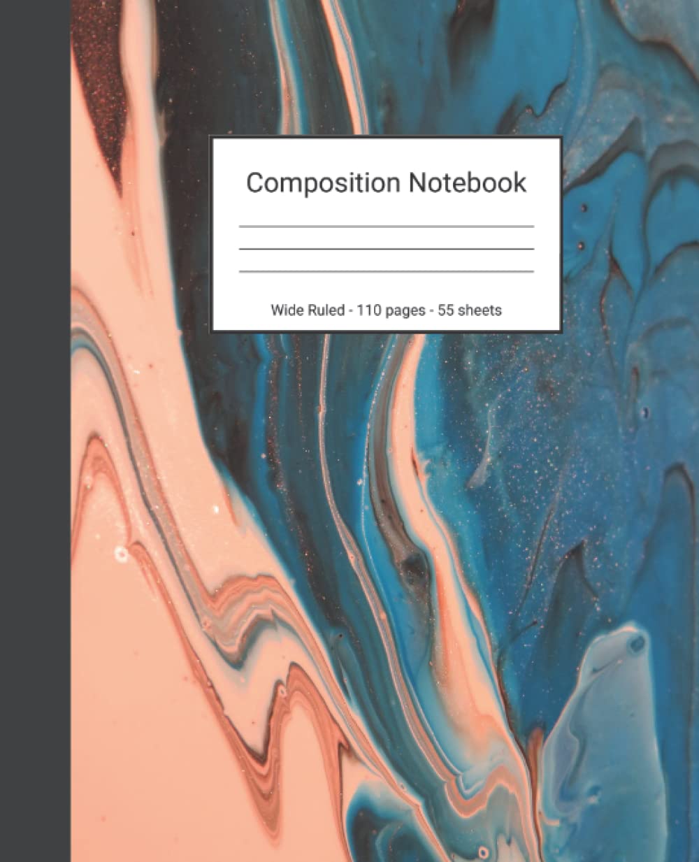 ler totalmente Composition Notebook: Wide Ruled Paper Notebook Journal - Blue And Peach Colored Liquid Marble - Blank Wide Lined Workbook