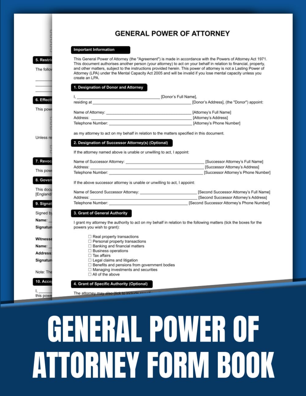 ler totalmente General Power of Attorney Form Book: 50 Ready-to-Use Legal Templates for England & Wales | 8.5 x 11 inches.