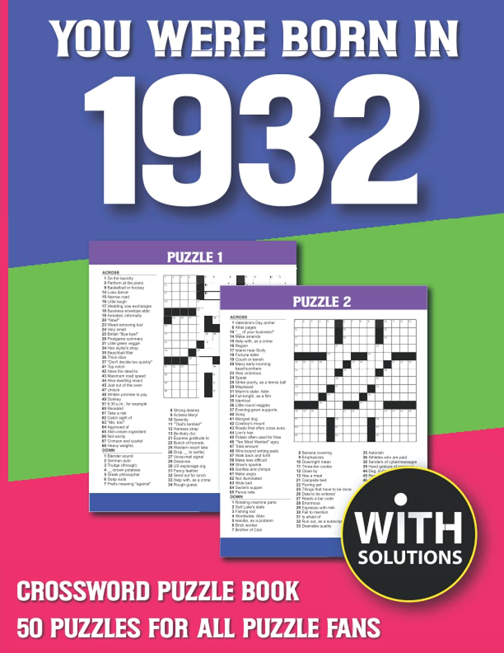 ler totalmente You Were Born In 1932: Crossword Puzzle Book: Crossword Puzzle Book For Adults & Seniors With Solution